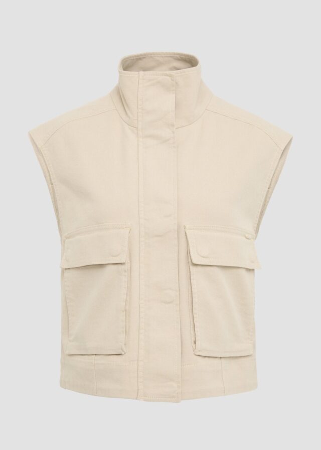 Twill-Weste im Relaxed Fit mit Stehkragen