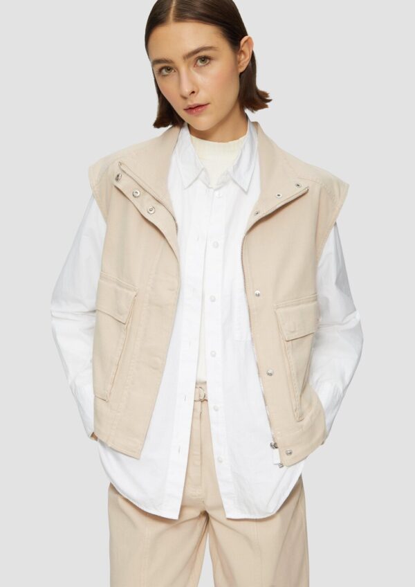 Twill-Weste im Relaxed Fit mit Stehkragen