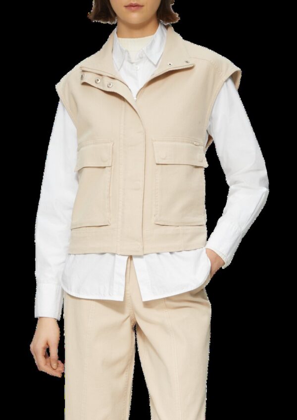 Twill-Weste im Relaxed Fit mit Stehkragen