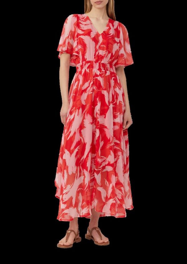 Maxikleid aus Chiffon mit gesmokter Taille