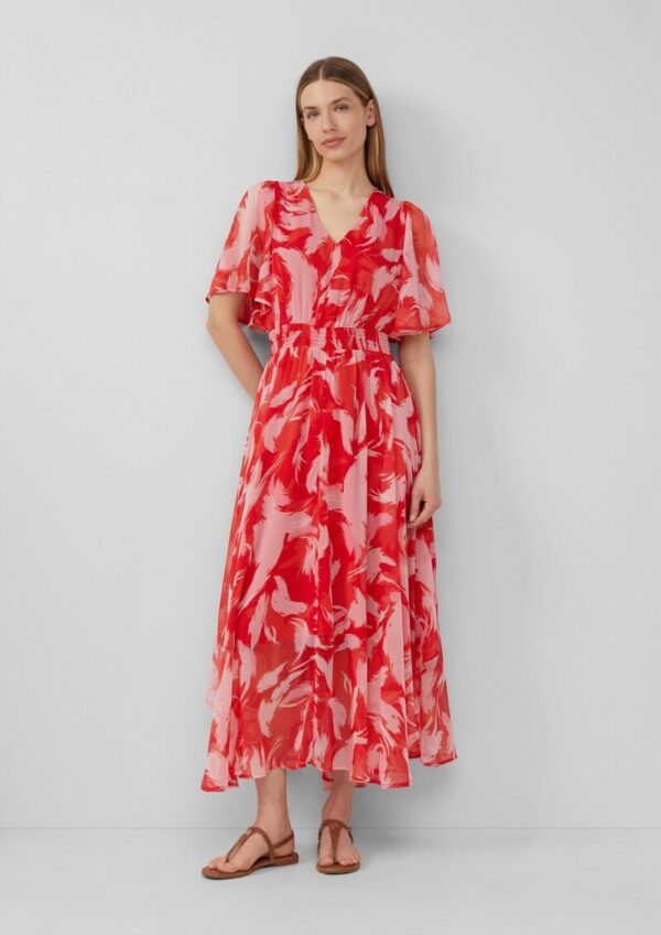 Maxikleid aus Chiffon mit gesmokter Taille