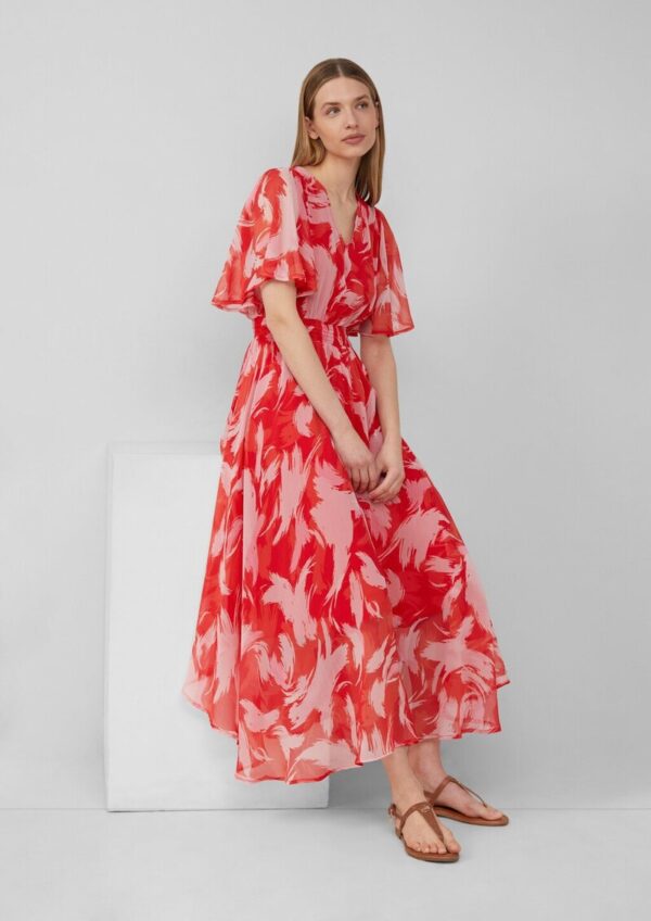 Maxikleid aus Chiffon mit gesmokter Taille