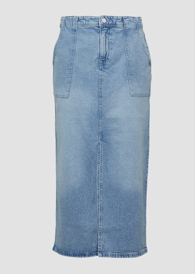 Denim-Midirock mit Schlitz