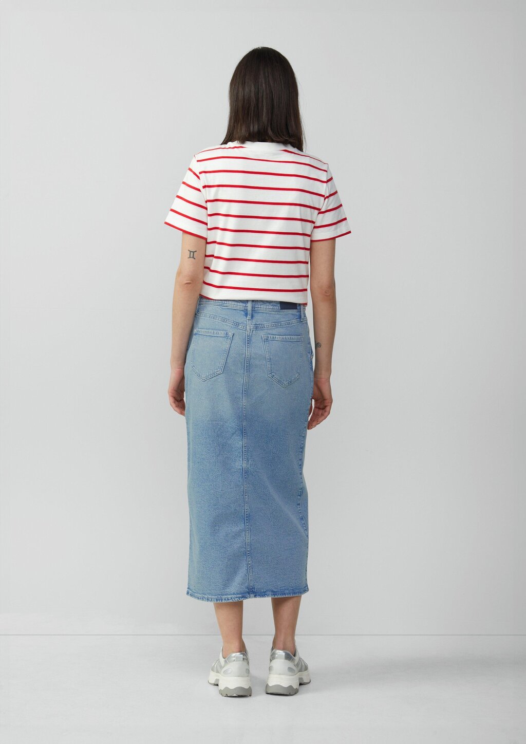 Denim-Midirock mit Schlitz