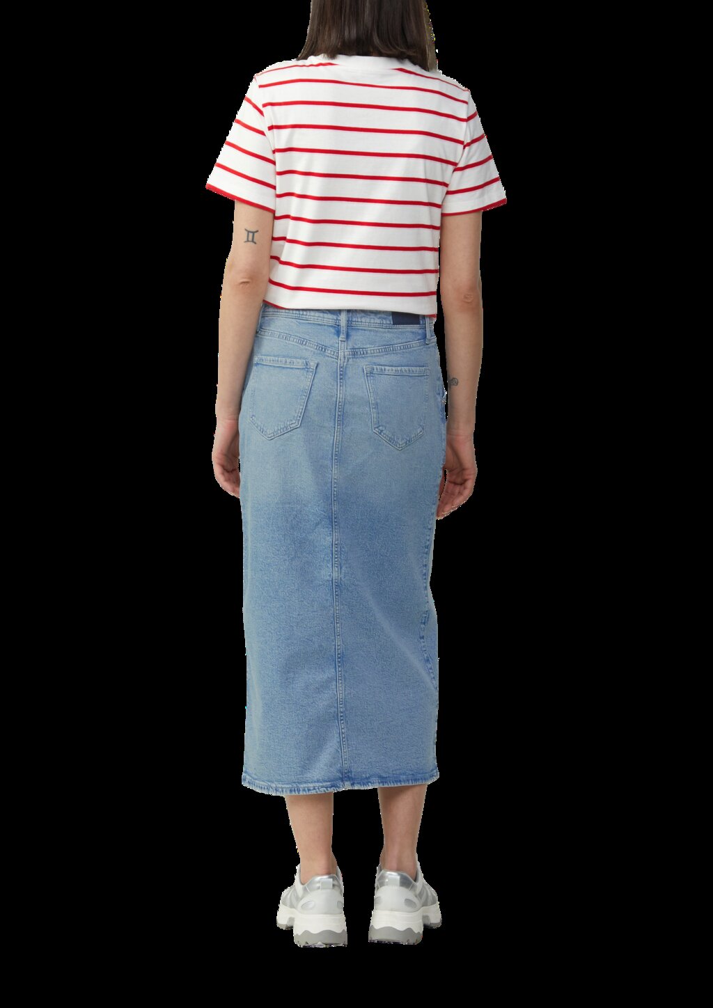 Denim-Midirock mit Schlitz