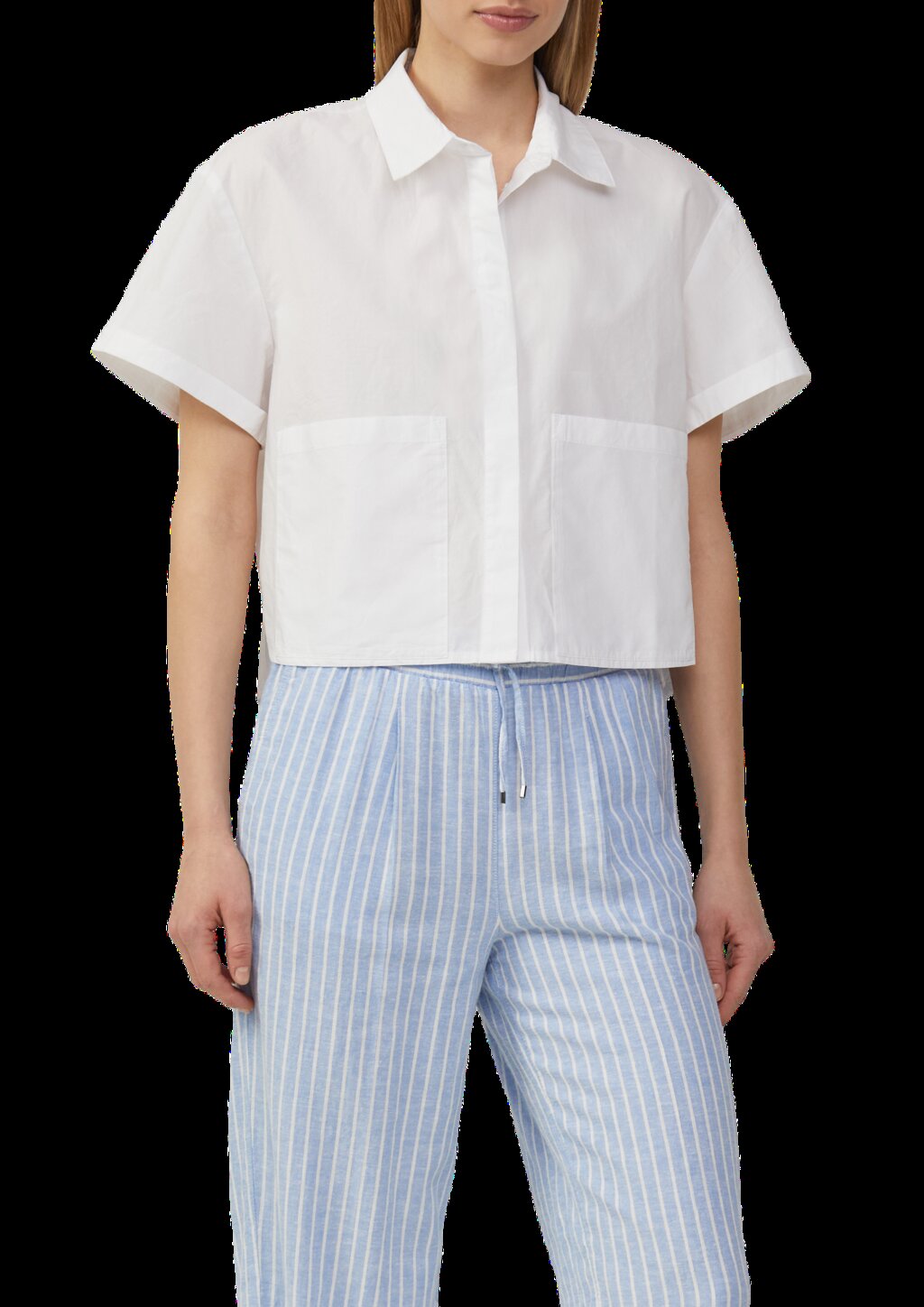 Verkürzte Hemdbluse im Relaxed Fit mit aufgesetzten Taschen