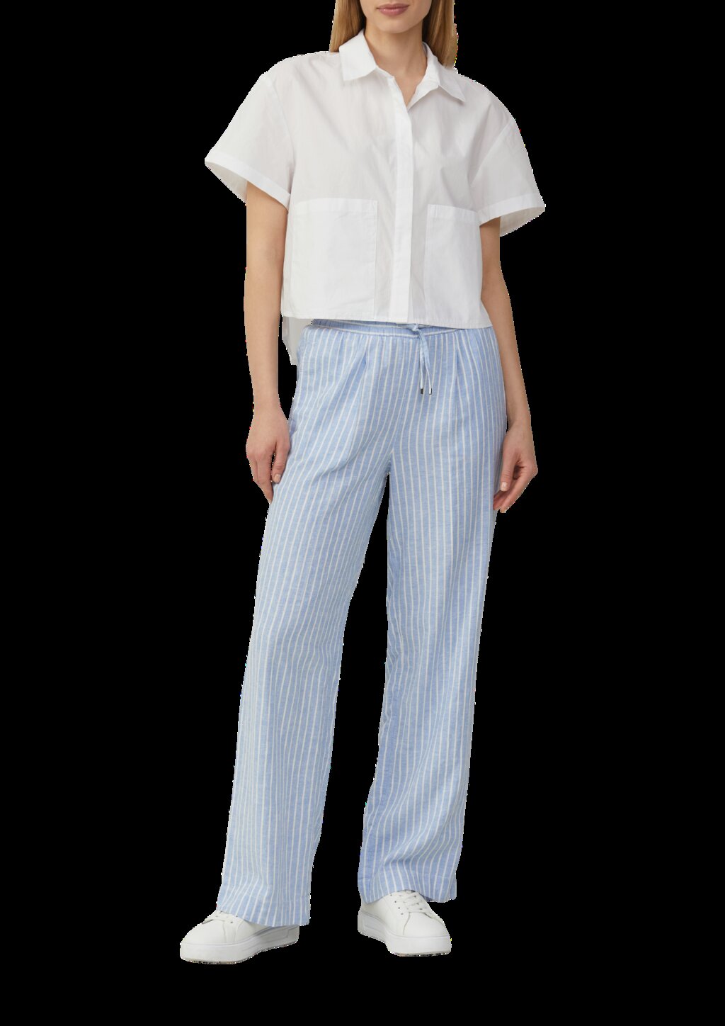 Verkürzte Hemdbluse im Relaxed Fit mit aufgesetzten Taschen