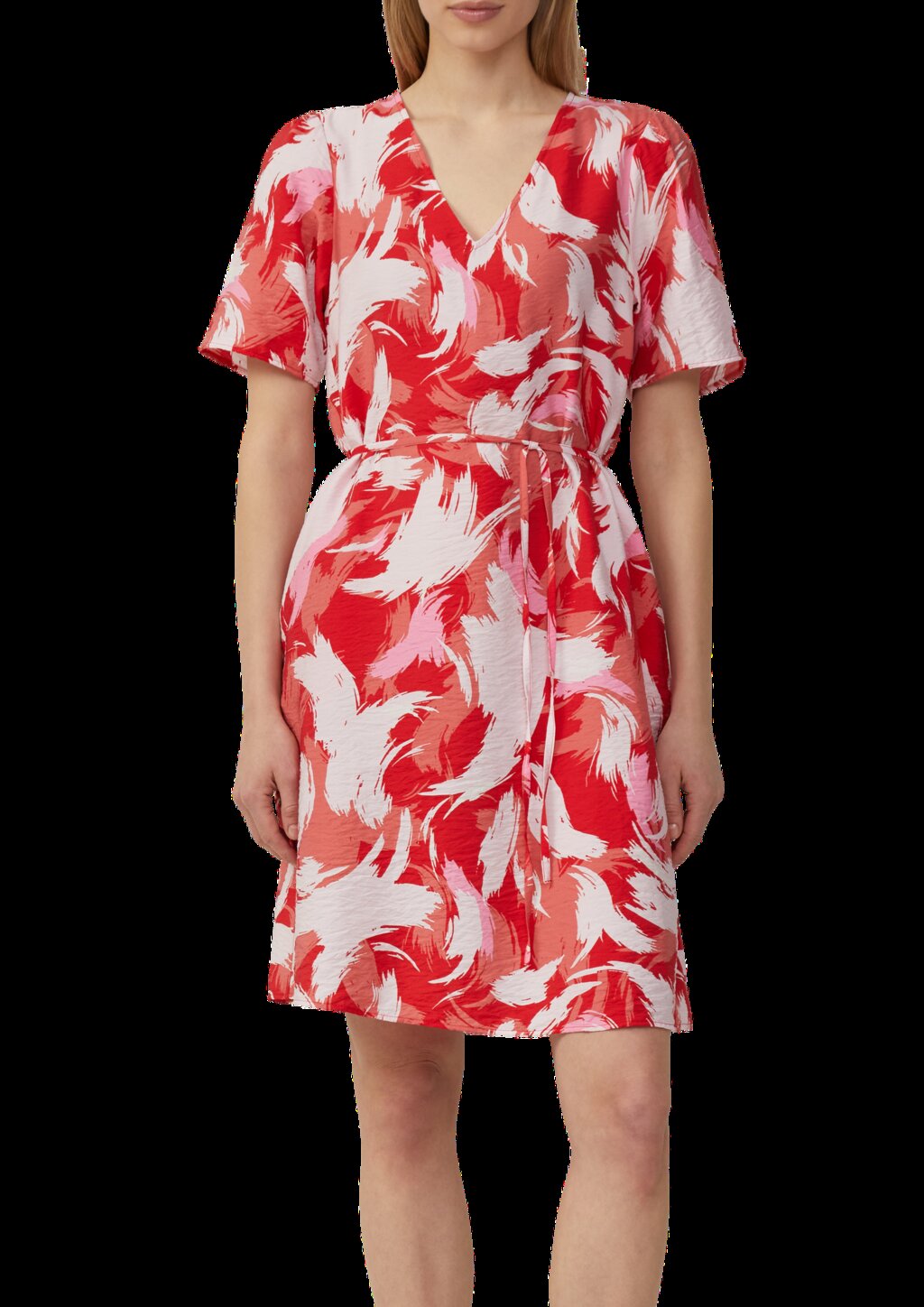 Kurzes Kleid aus Viskosemix mit Puffärmeln