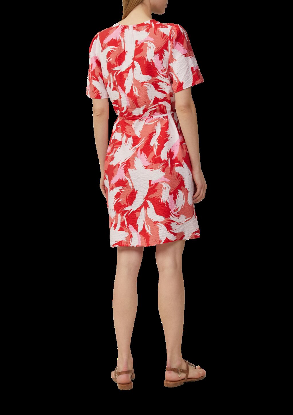 Kurzes Kleid aus Viskosemix mit Puffärmeln