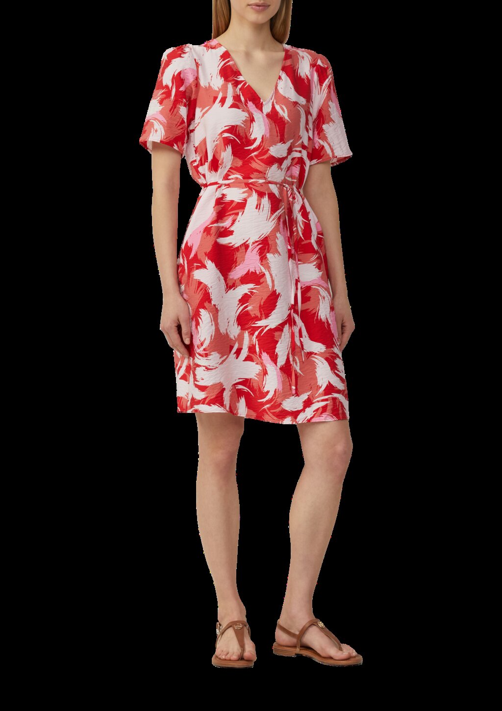 Kurzes Kleid aus Viskosemix mit Puffärmeln