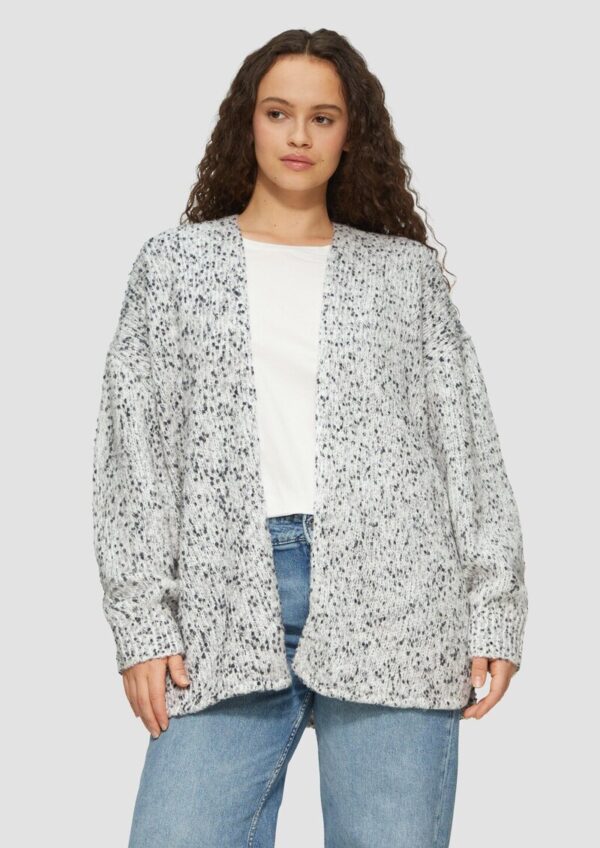 Melierter Cardigan mit weiten Ärmeln im Relaxed Fit