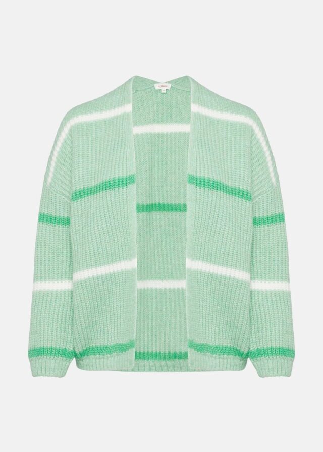 Gestreifter Cardigan mit überschnittenen Schultern