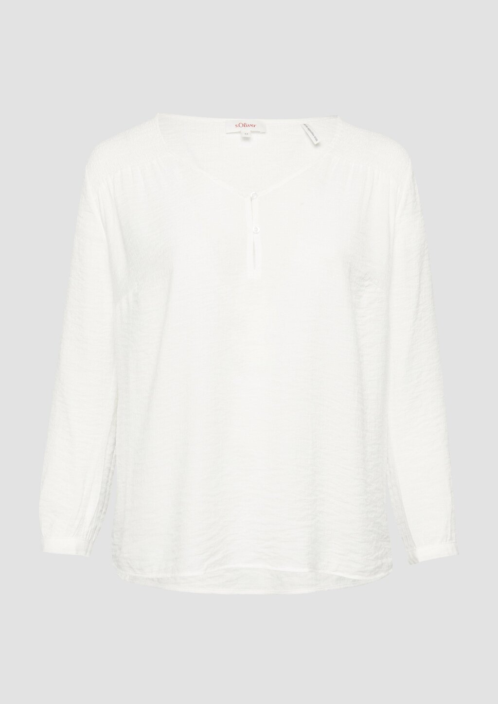 Strukturierte Bluse aus Viskosemix mit Smok-Details