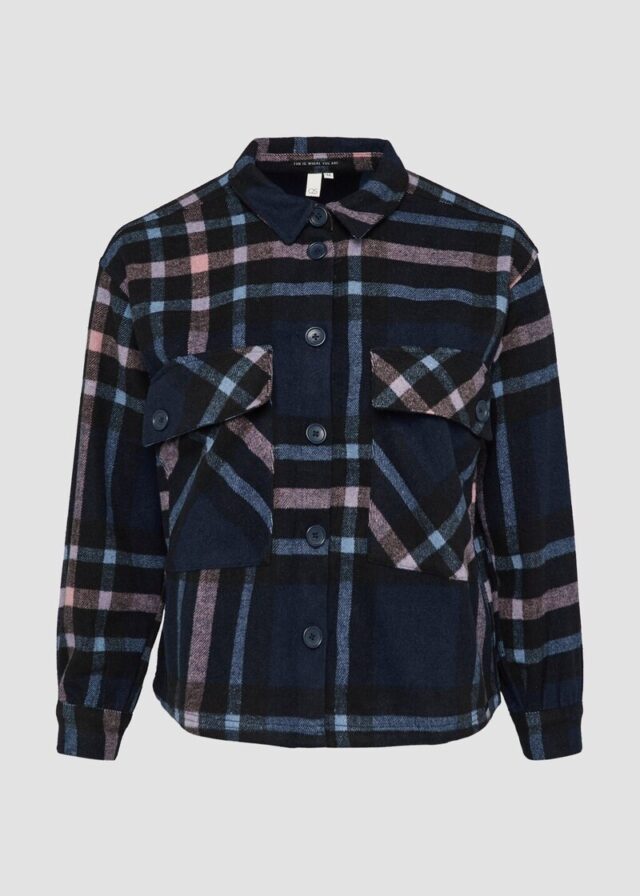Leicht verkürztes Overshirt aus Flanell