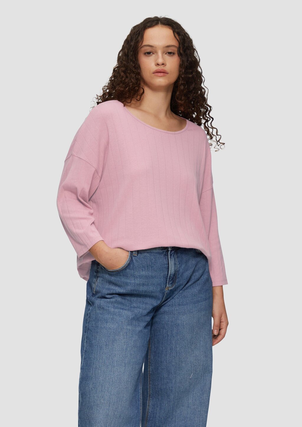 Shirt im Loose Fit mit Dreiviertelarm