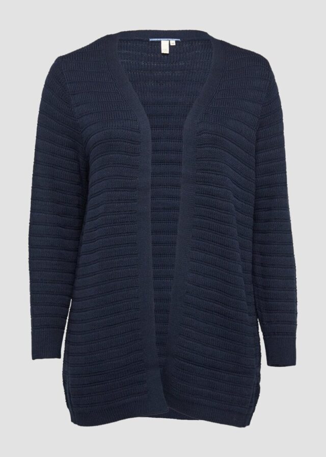 Offener Long-Cardigan mit Strukturmuster