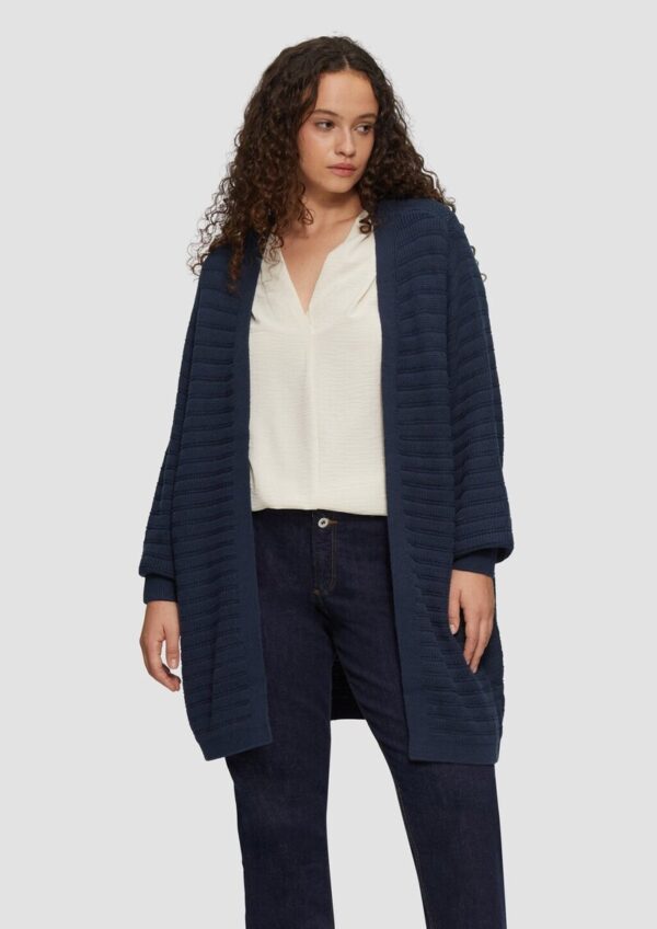 Offener Long-Cardigan mit Strukturmuster