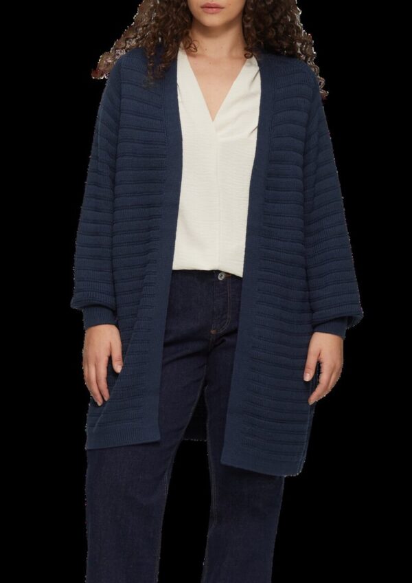 Offener Long-Cardigan mit Strukturmuster