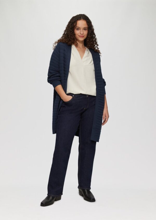 Offener Long-Cardigan mit Strukturmuster