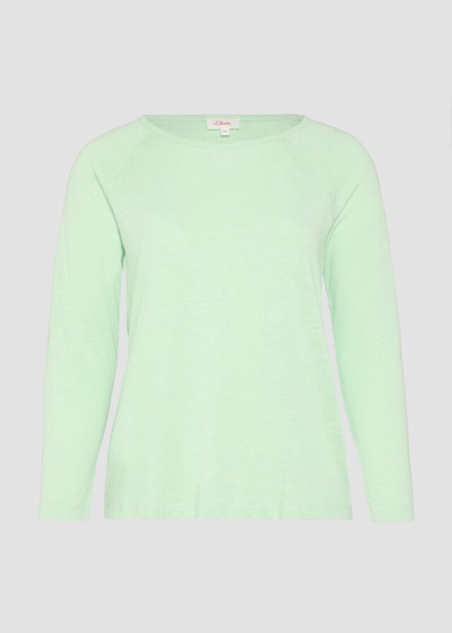 T-Shirt mit Flammgarnstruktur aus Baumwollmix