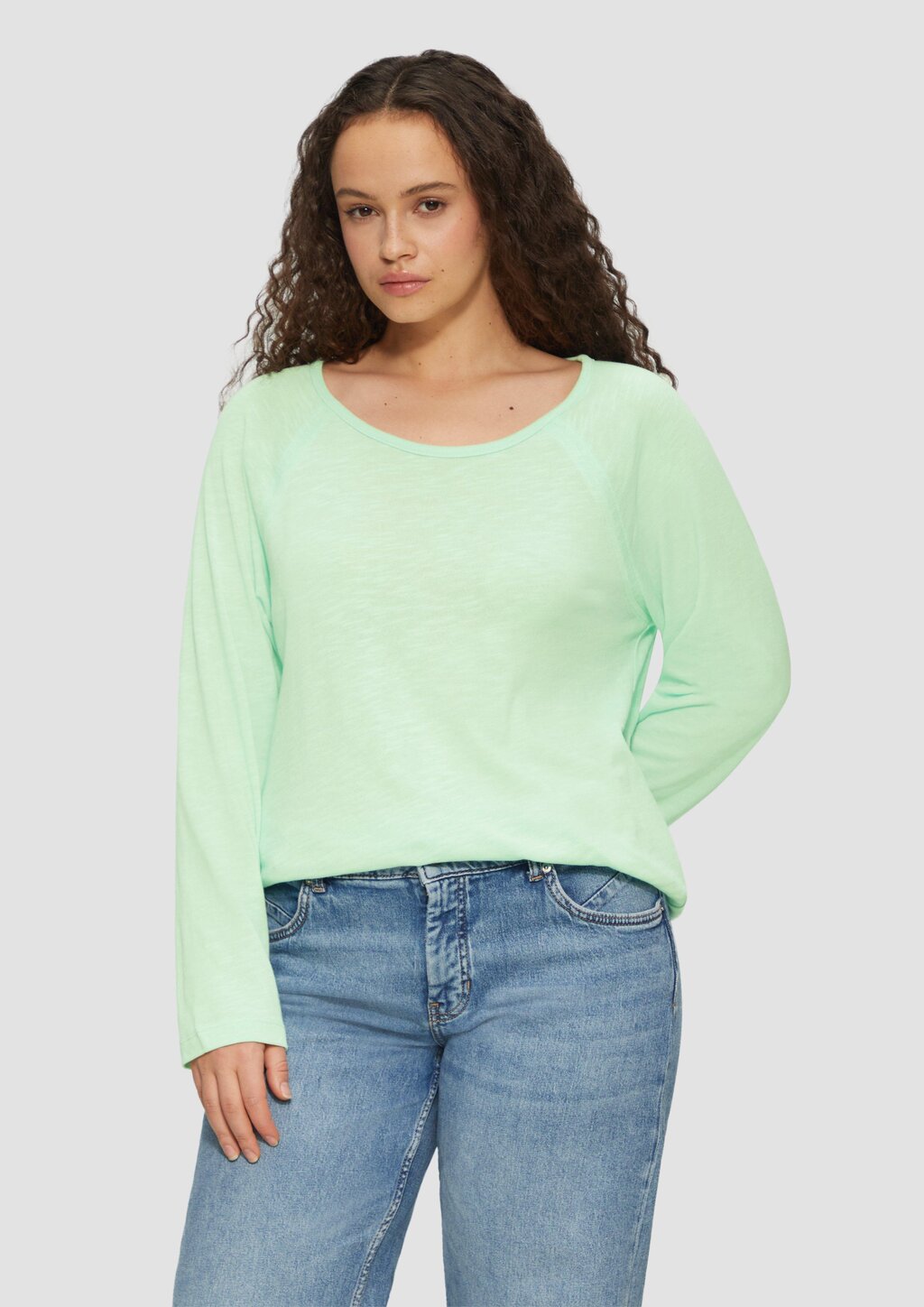 T-Shirt mit Flammgarnstruktur aus Baumwollmix