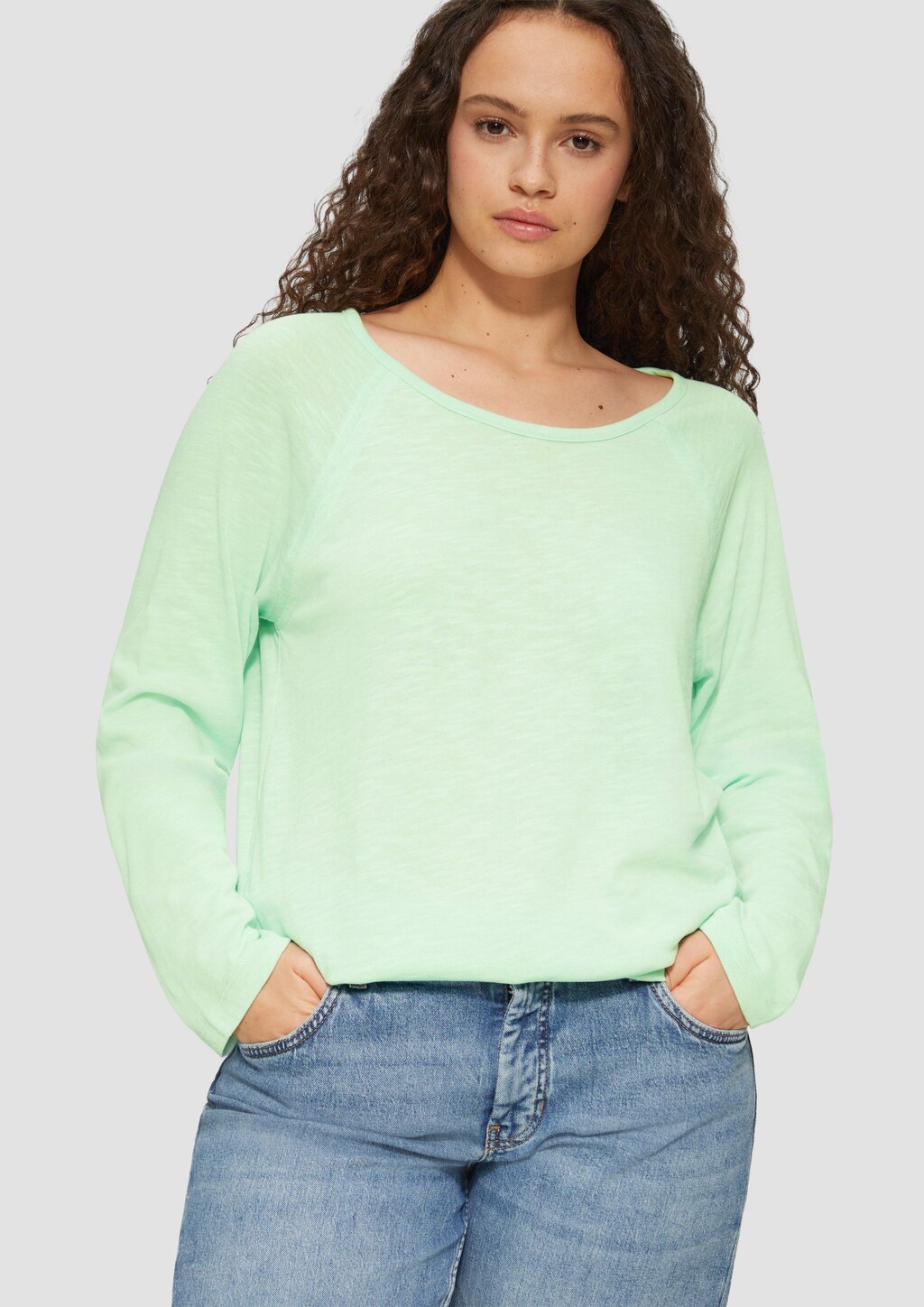 T-Shirt mit Flammgarnstruktur aus Baumwollmix