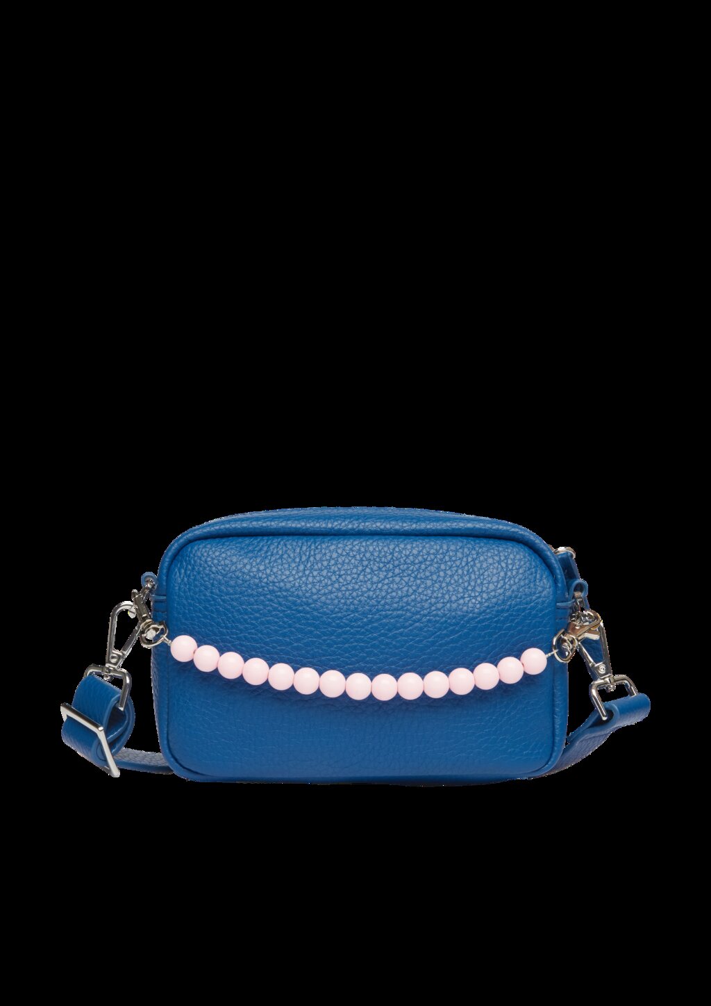 Handliche Camera-Bag mit abnehmbarem Perlen-Henkel und Reißverschlussfach