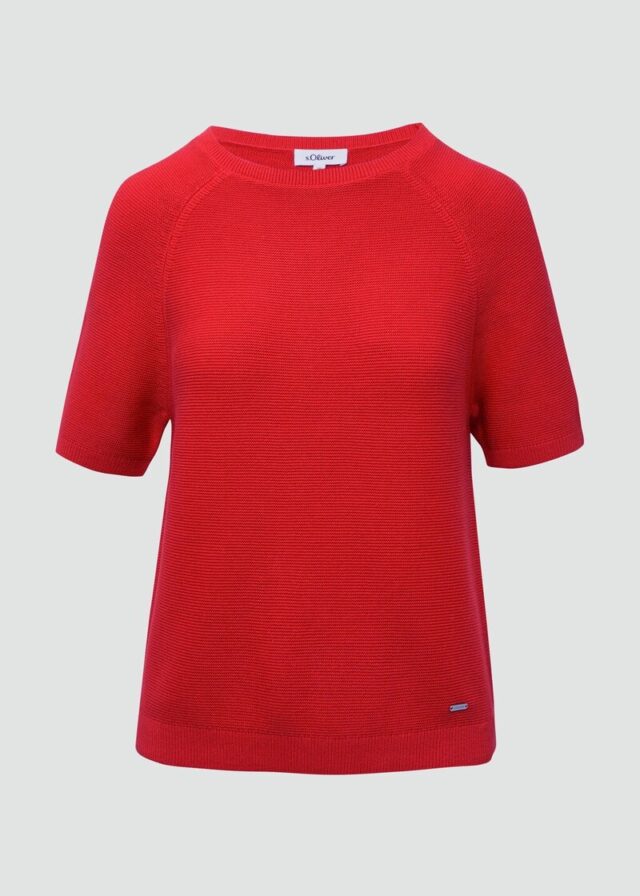 Strickpullover mit feiner Rippstruktur