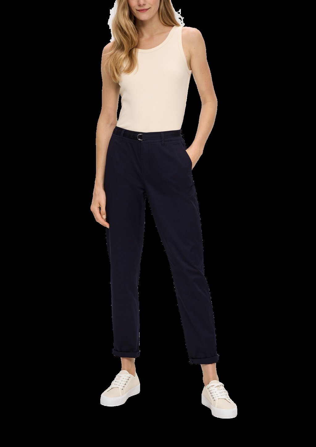 Chino mit Gürtel aus Baumwollstretch