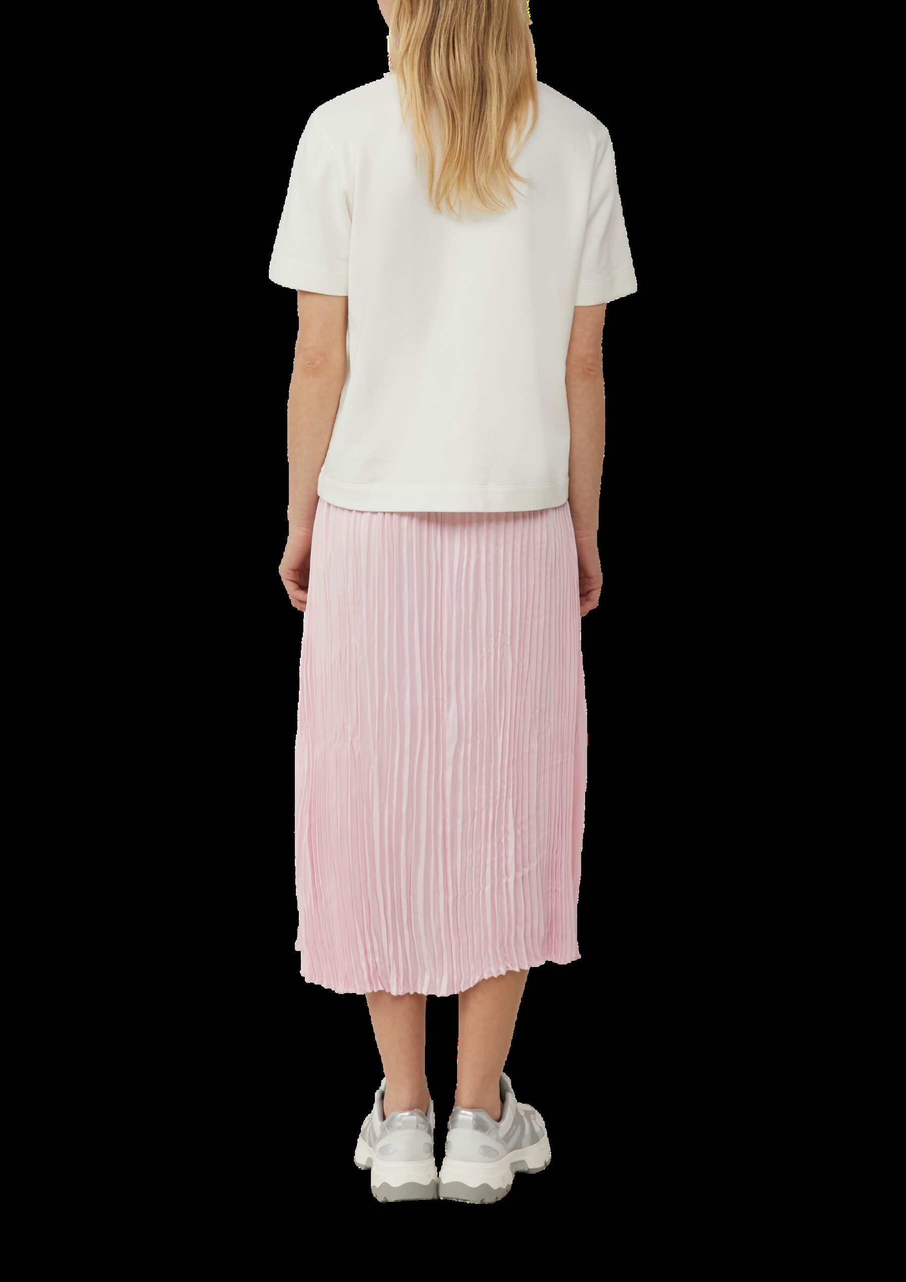 Fließender Midirock mit Plisseefalten und Elastikbund