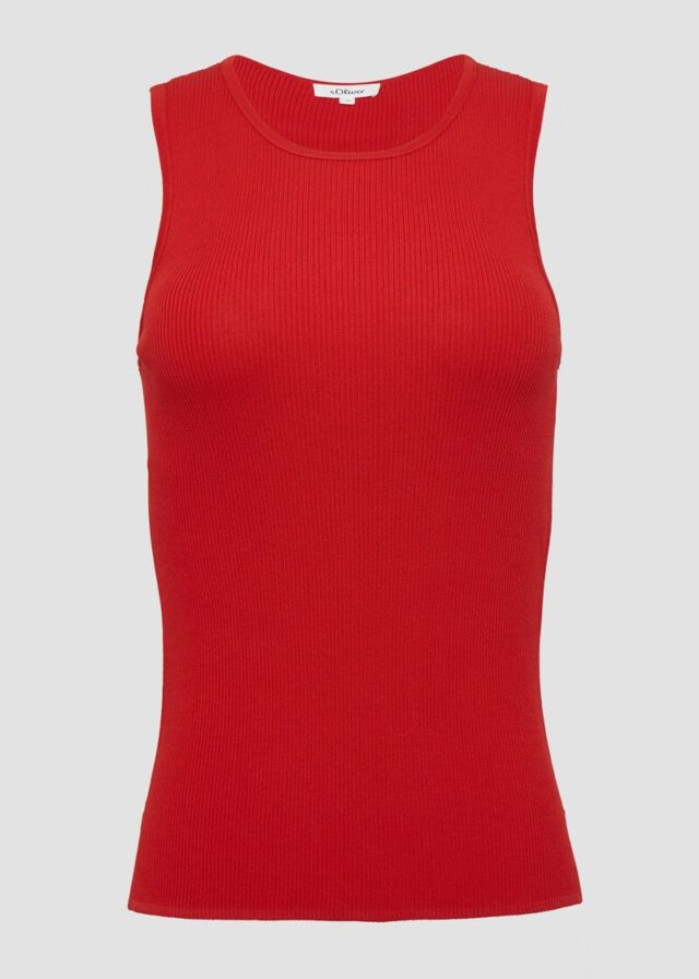 Geripptes Feinstrick-Top im Slim Fit