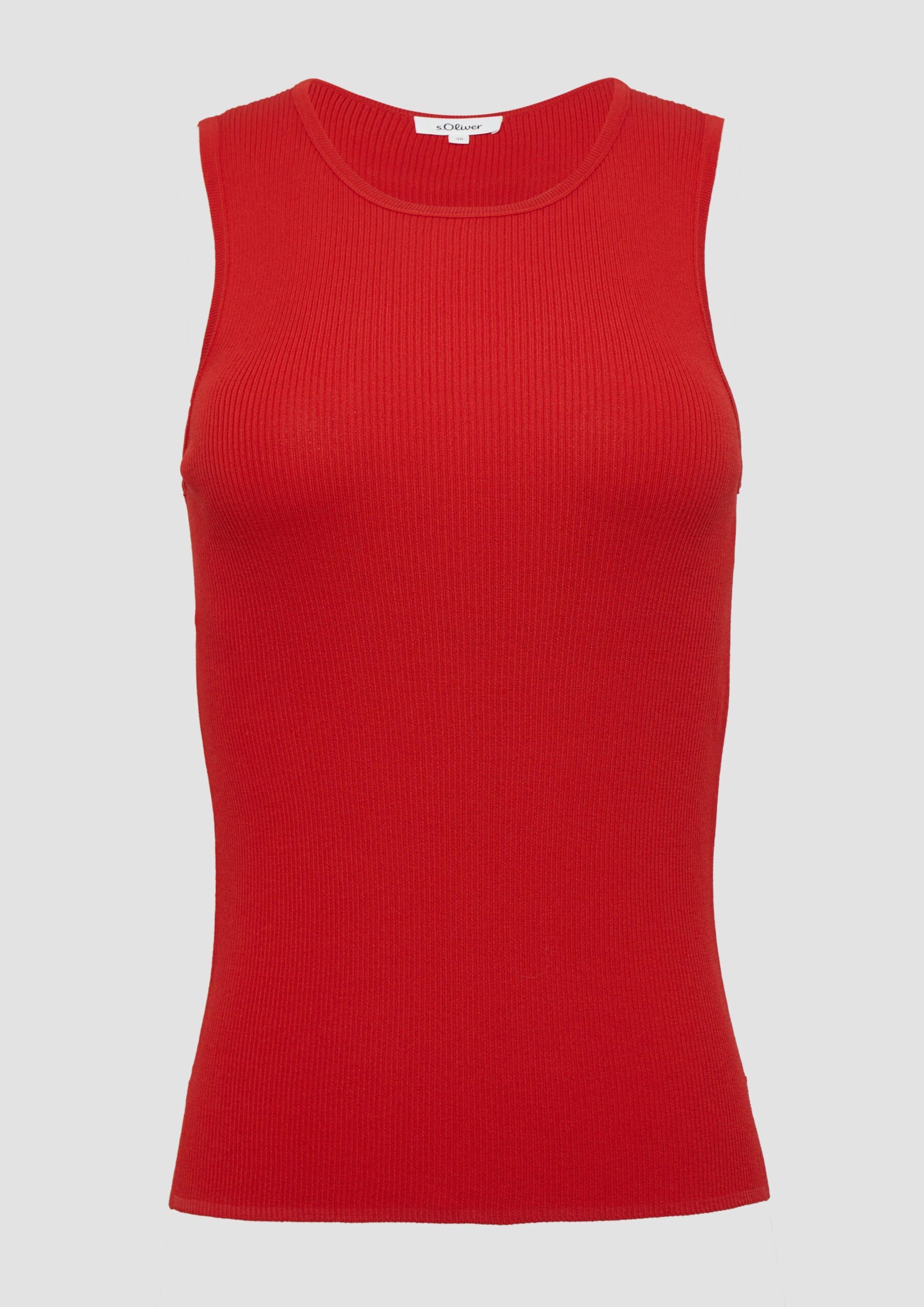 Geripptes Feinstrick-Top im Slim Fit