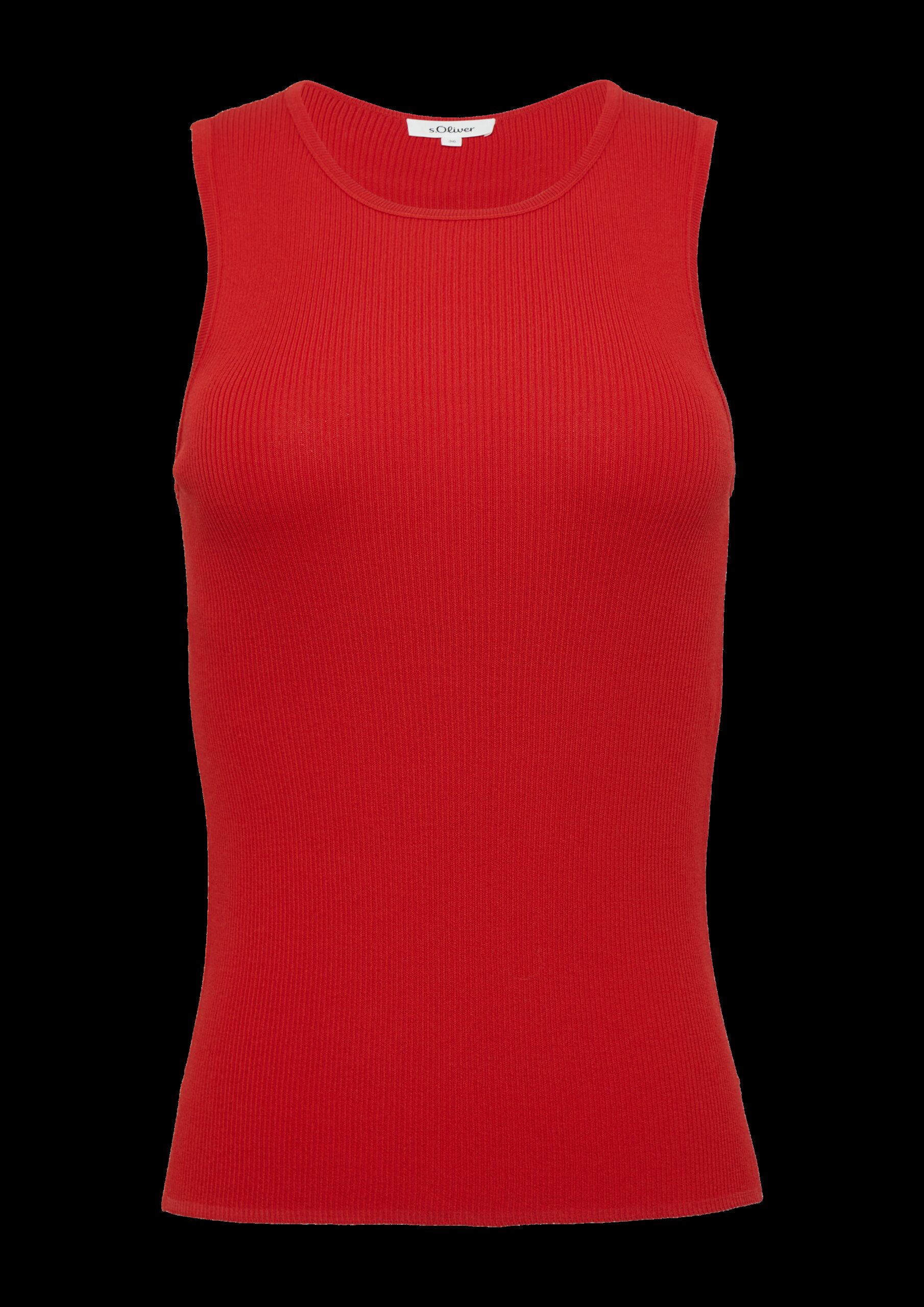 Geripptes Feinstrick-Top im Slim Fit