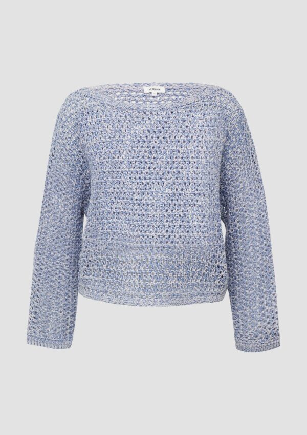 Verkürzter Ajour-Strickpullover in Oversize mit Fledermausärmeln