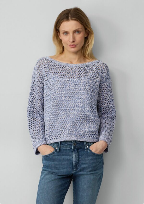 Verkürzter Ajour-Strickpullover in Oversize mit Fledermausärmeln