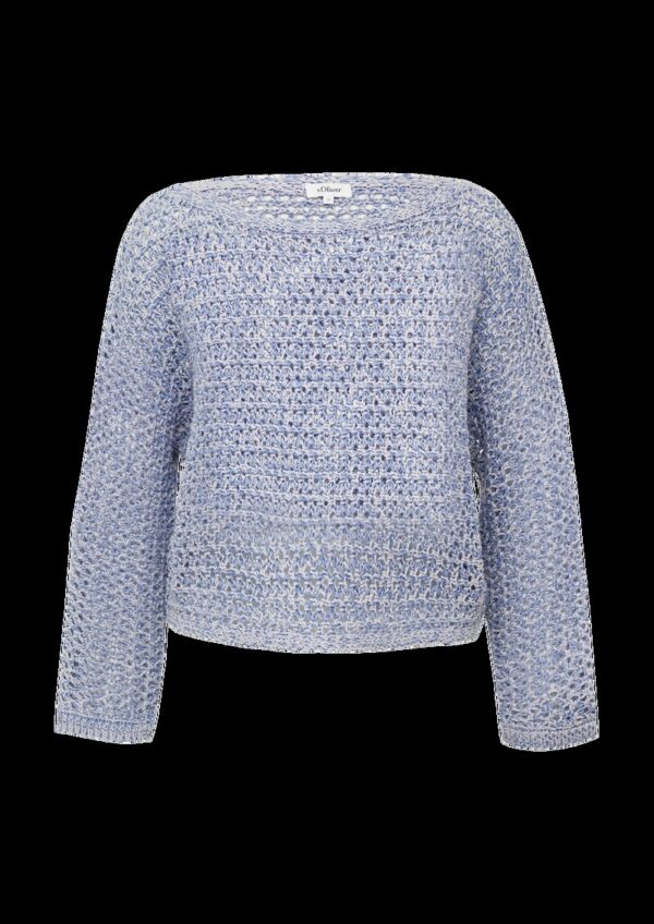 Verkürzter Ajour-Strickpullover in Oversize mit Fledermausärmeln