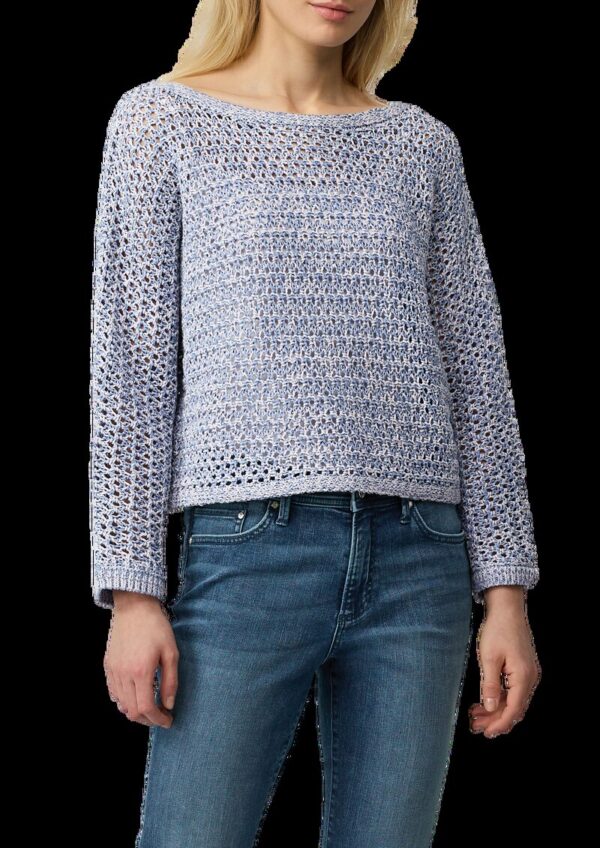 Verkürzter Ajour-Strickpullover in Oversize mit Fledermausärmeln