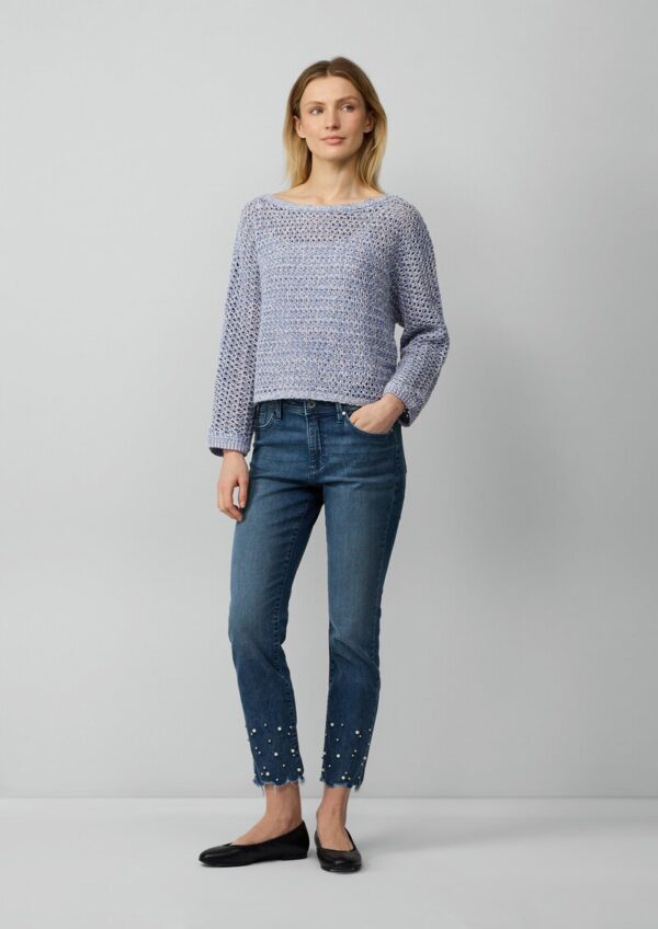 Verkürzter Ajour-Strickpullover in Oversize mit Fledermausärmeln