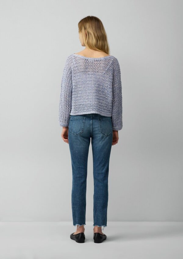 Verkürzter Ajour-Strickpullover in Oversize mit Fledermausärmeln