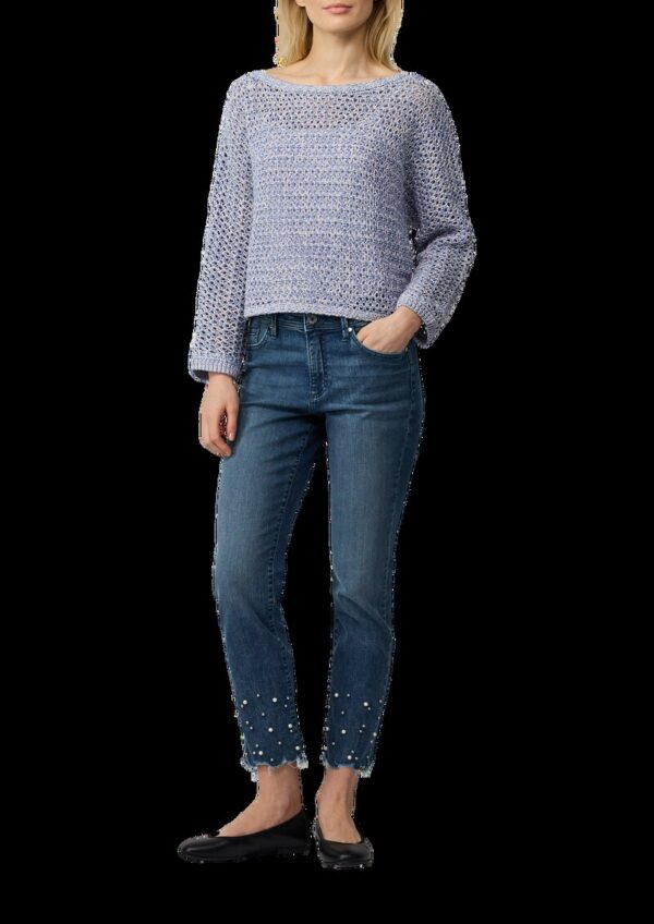 Verkürzter Ajour-Strickpullover in Oversize mit Fledermausärmeln