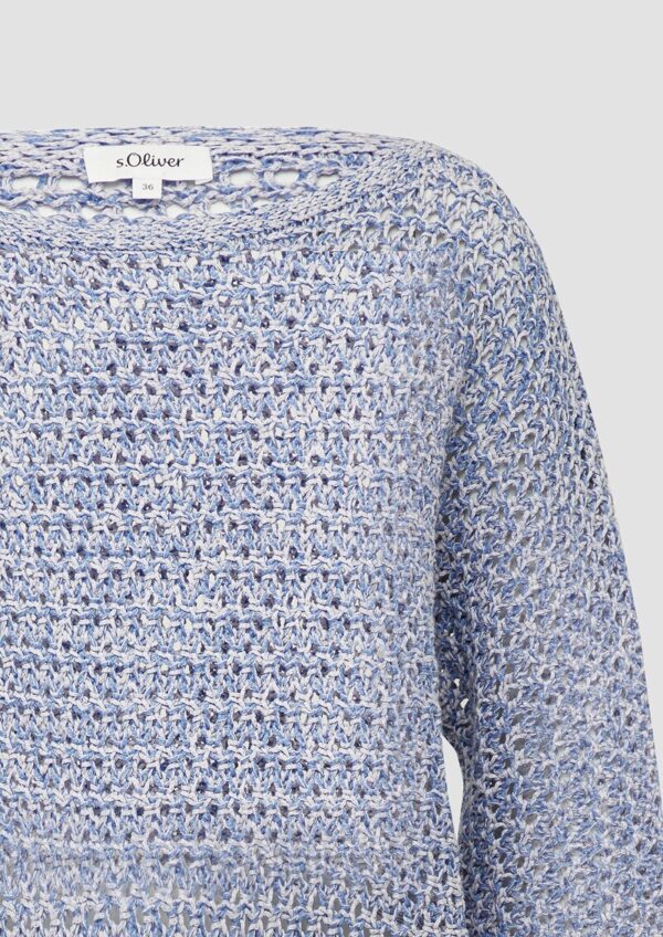 Verkürzter Ajour-Strickpullover in Oversize mit Fledermausärmeln