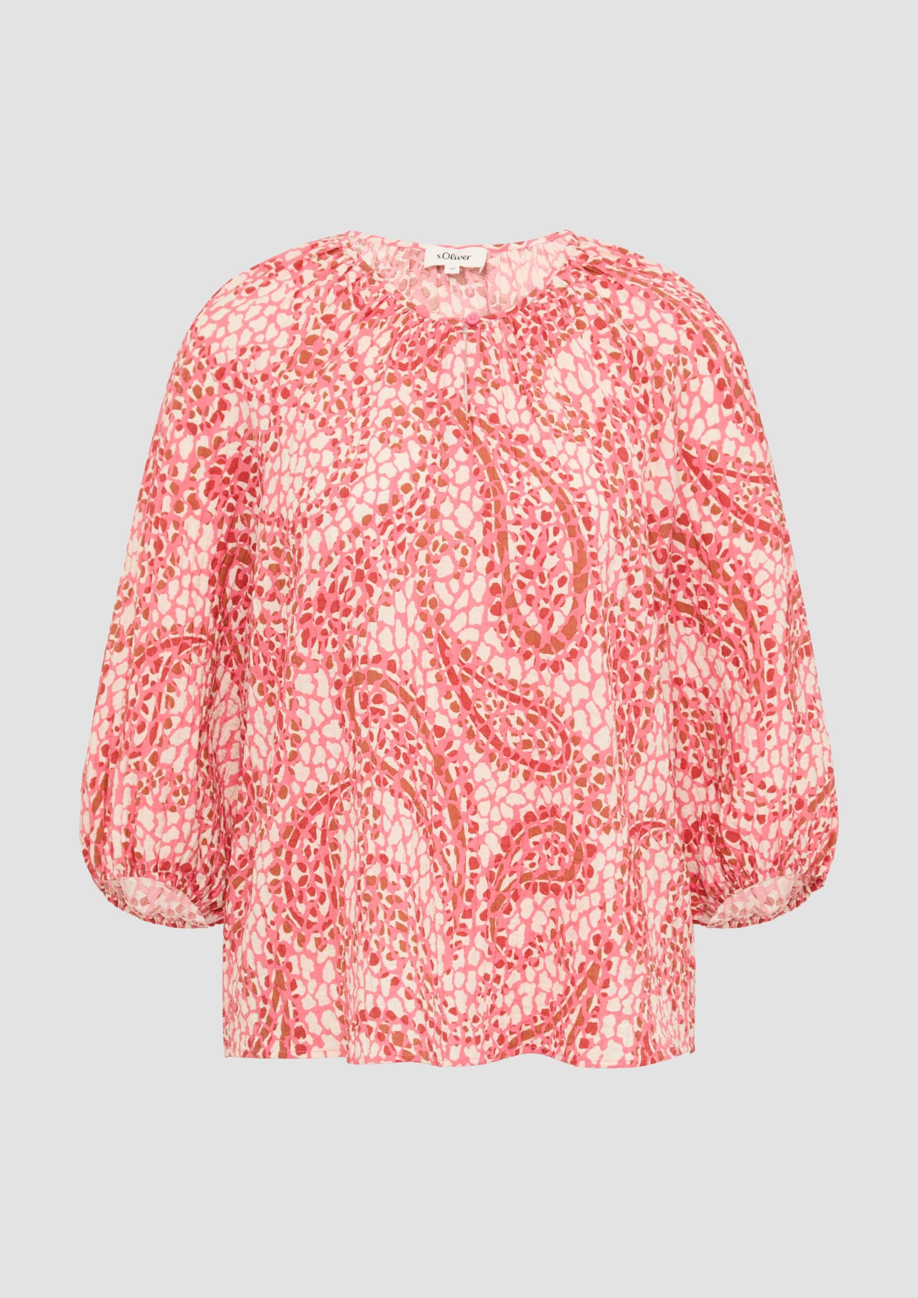 Strukturierte Relaxed-Fit-Bluse mit Raffungen und Raglanärmeln