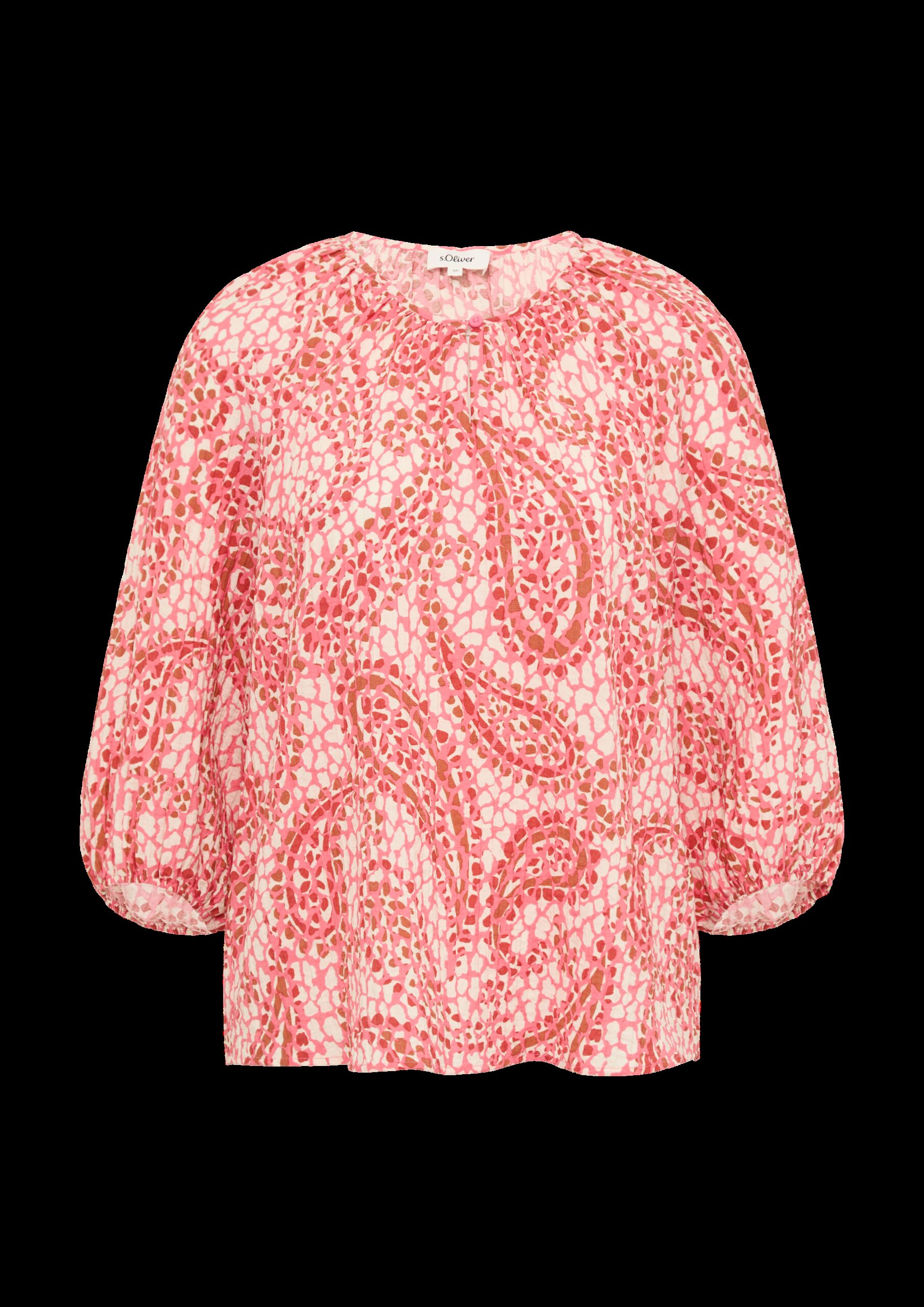 Strukturierte Relaxed-Fit-Bluse mit Raffungen und Raglanärmeln