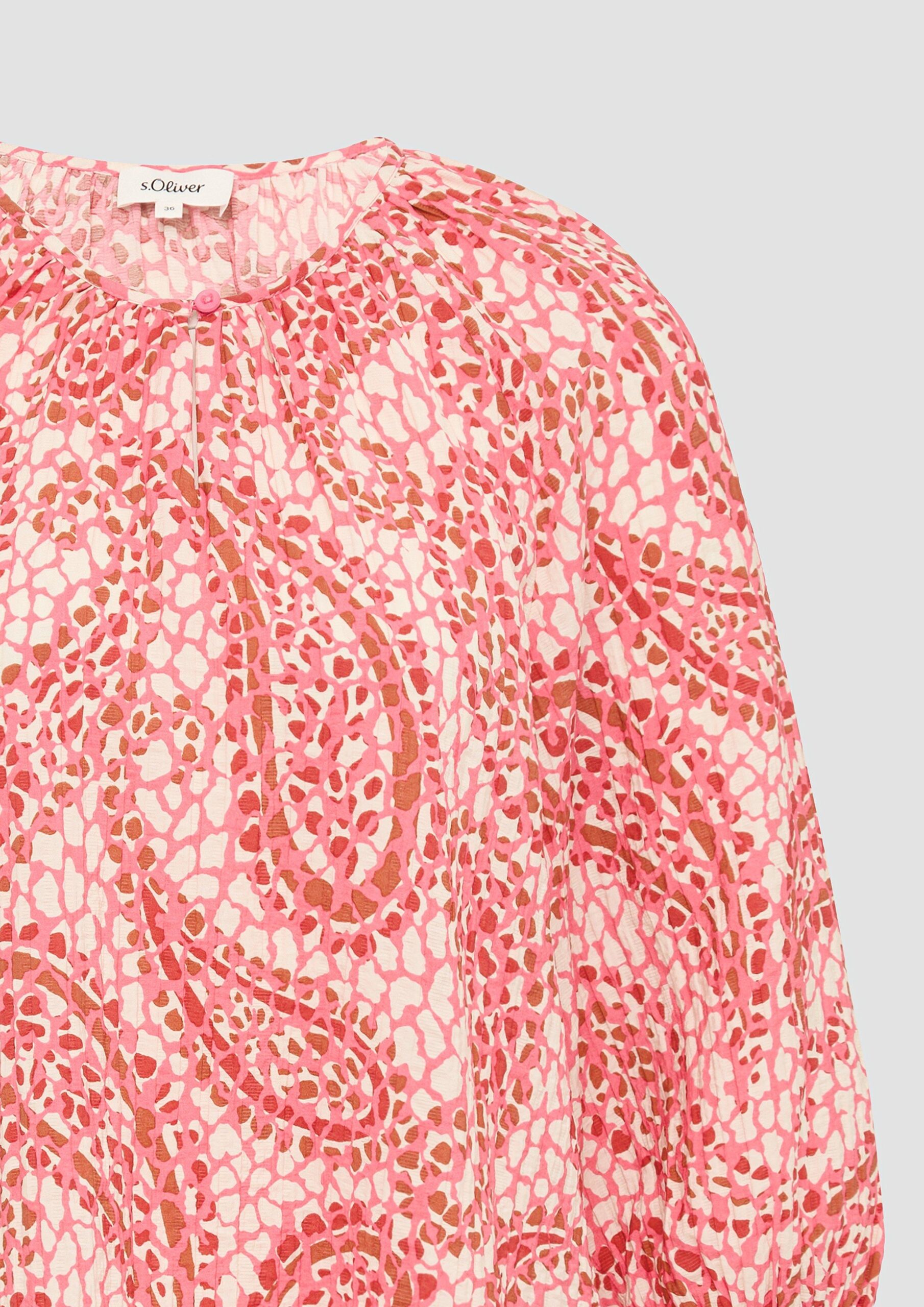 Strukturierte Relaxed-Fit-Bluse mit Raffungen und Raglanärmeln