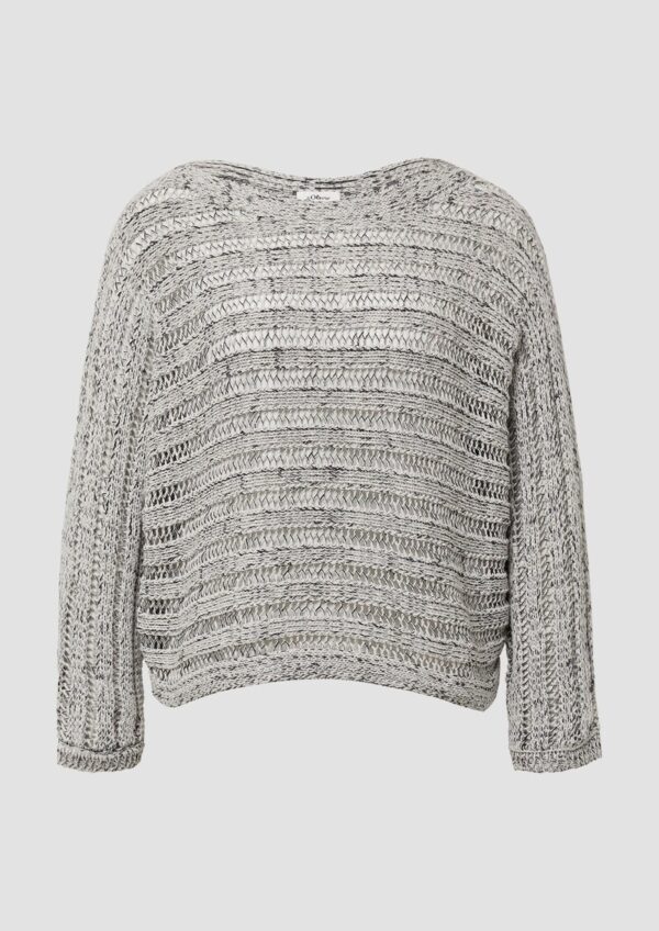 Pullover aus Ajourstrick mit U-Boot-Ausschnitt und Fledermausärmeln