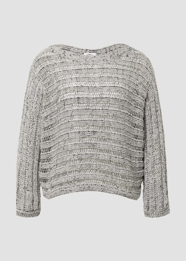 Pullover aus Ajourstrick mit U-Boot-Ausschnitt und Fledermausärmeln