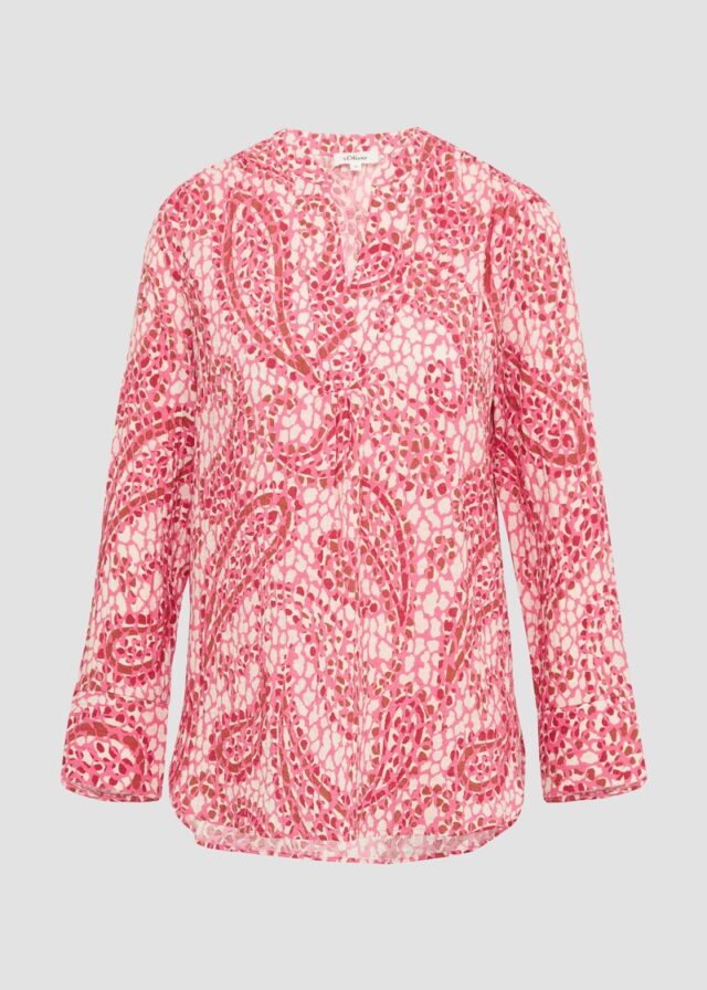 Strukturierte Tunikabluse mit 3/4-Ärmeln