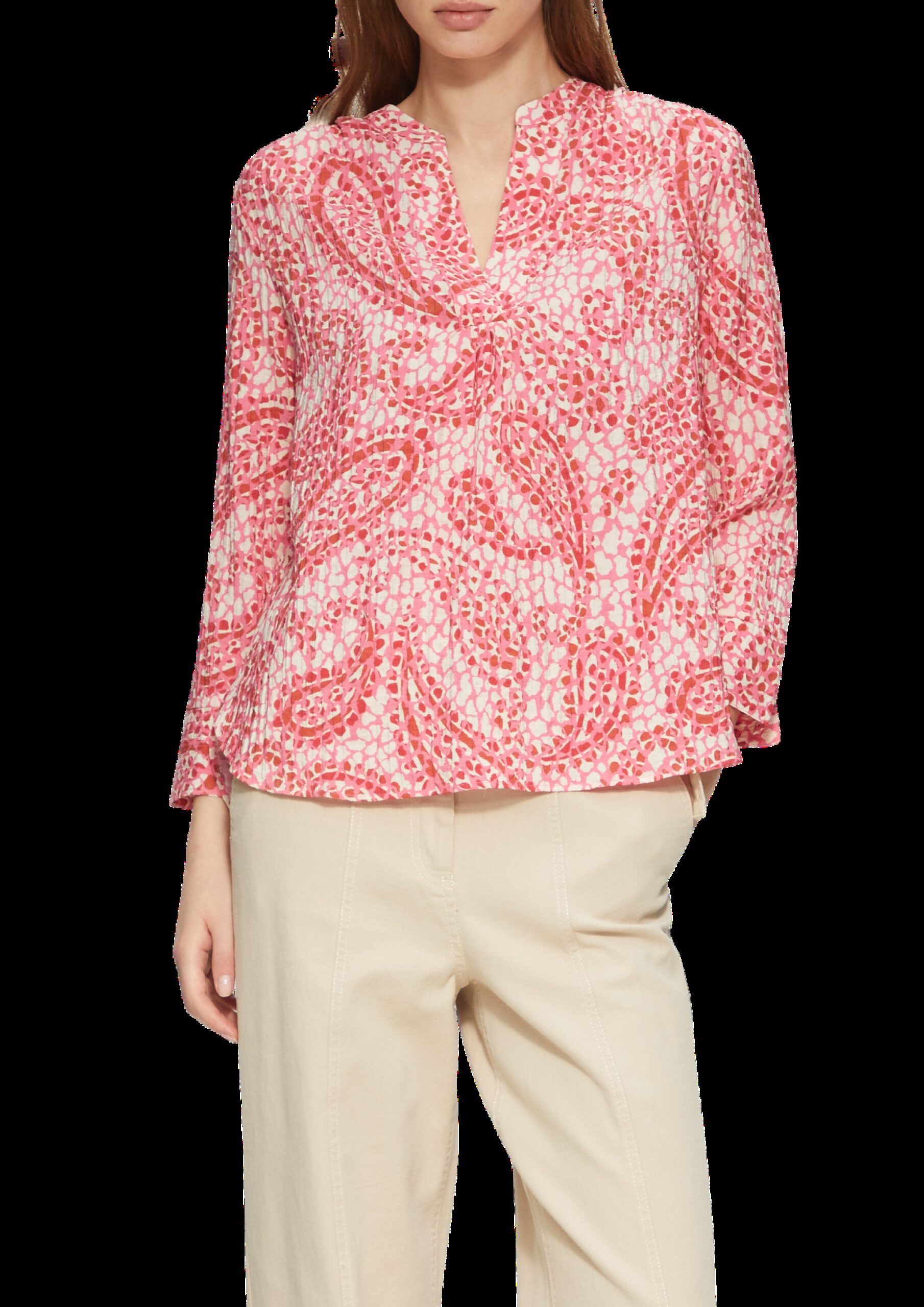 Strukturierte Tunikabluse mit 3/4-Ärmeln