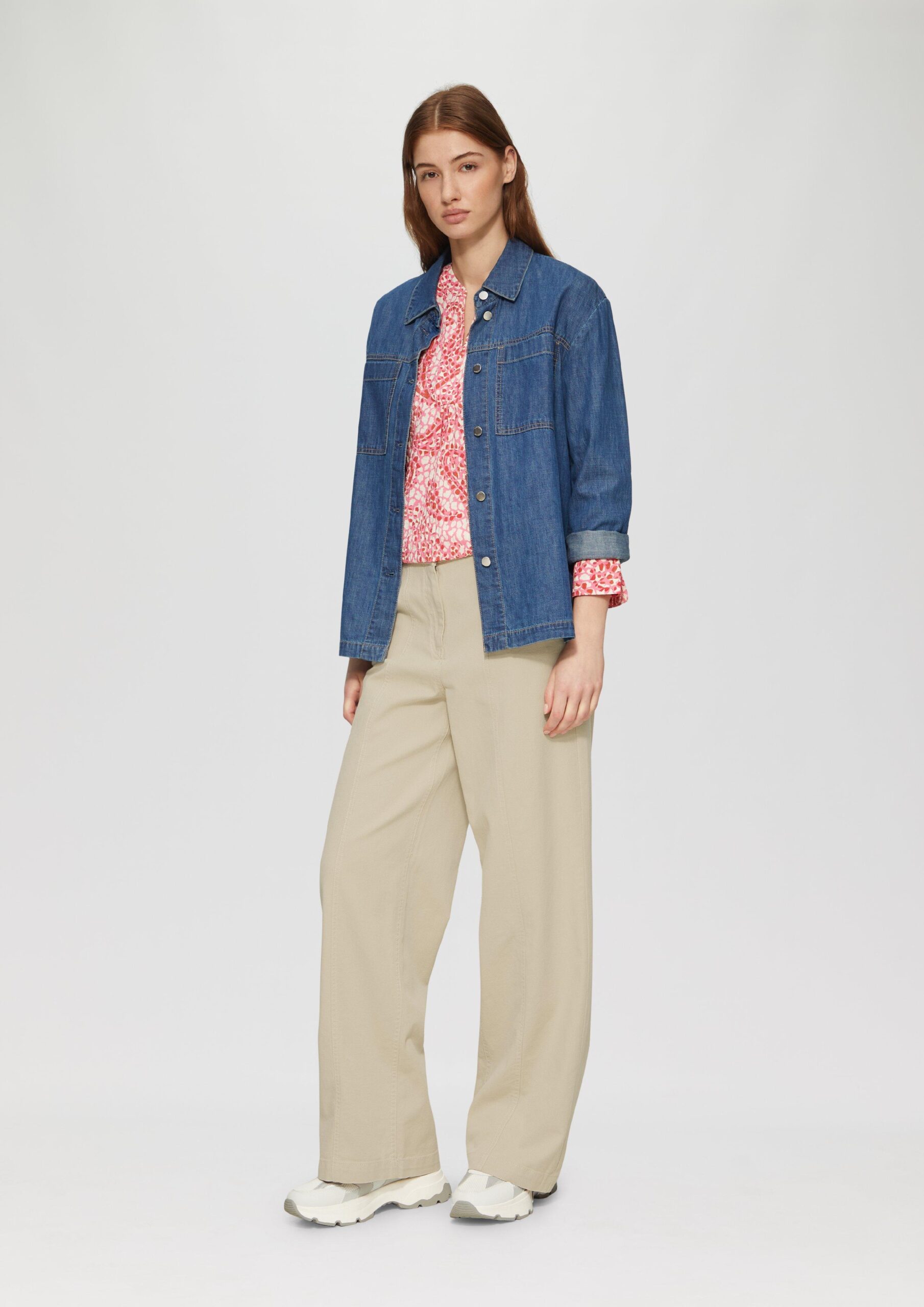 Strukturierte Tunikabluse mit 3/4-Ärmeln