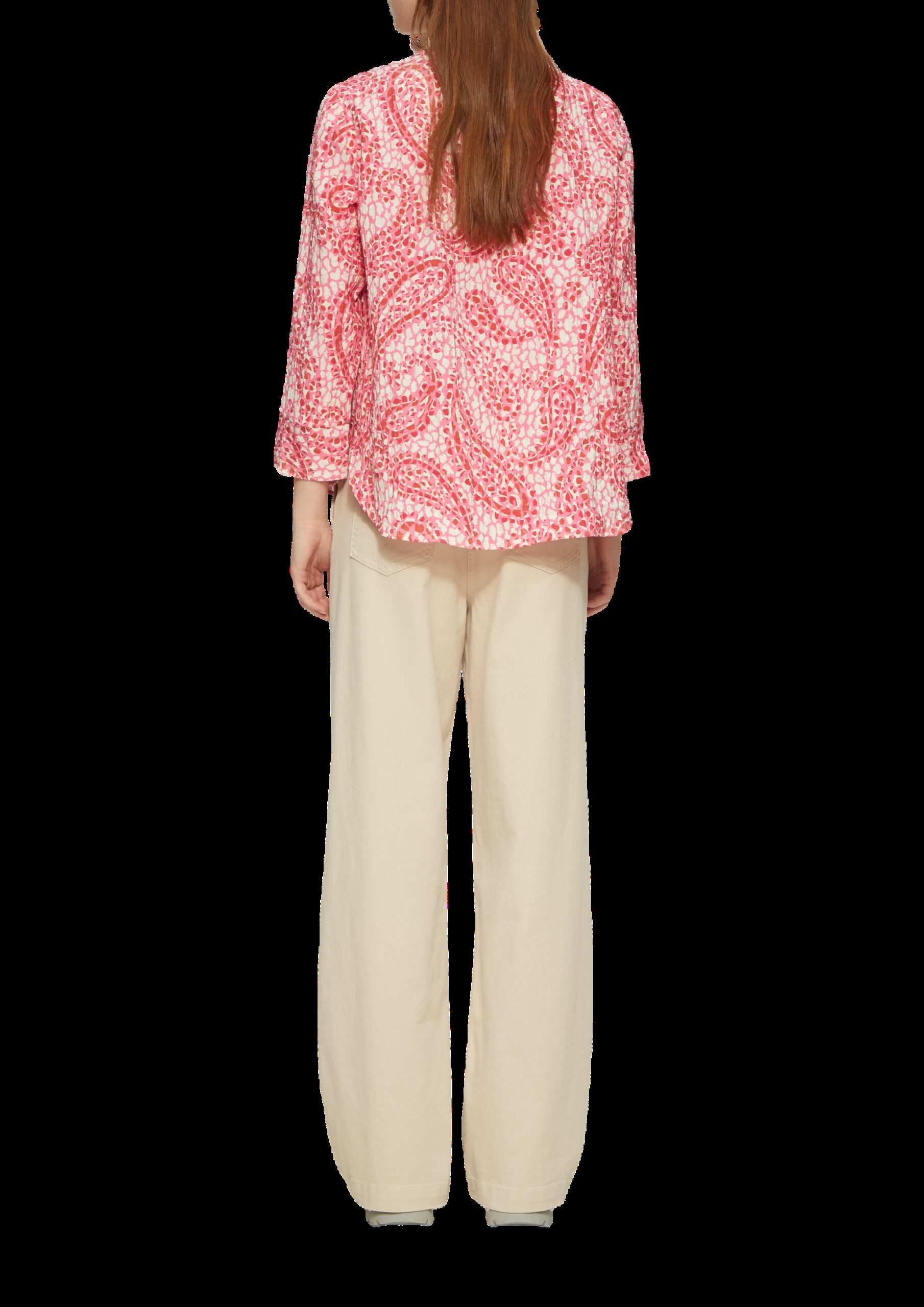 Strukturierte Tunikabluse mit 3/4-Ärmeln